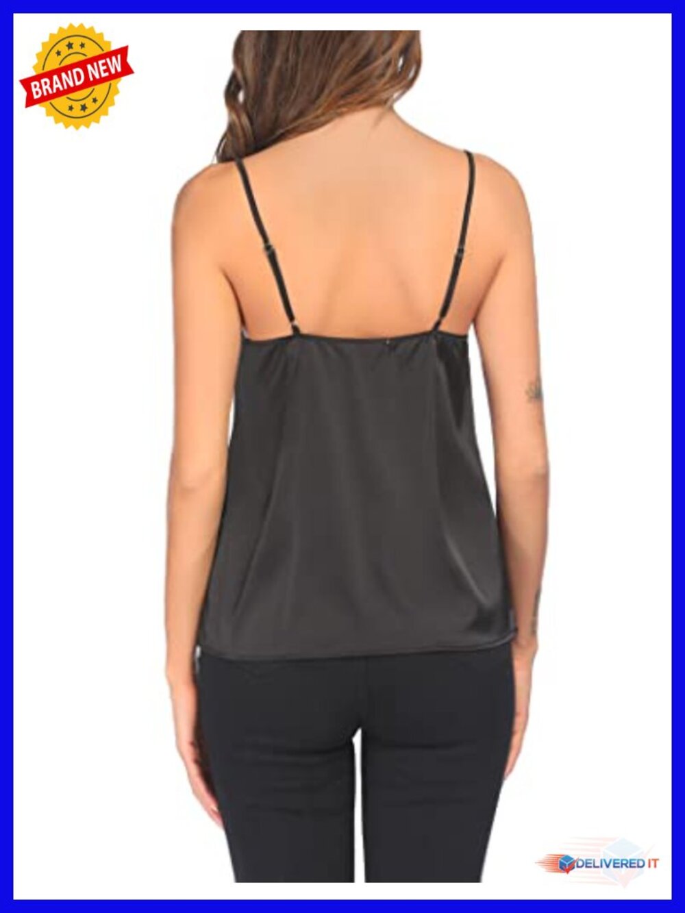 3 Pack Womens Silk Satin Tank Top V Neck Camisole Cami Spaghetti Strap Loose - Picture 4 of 6